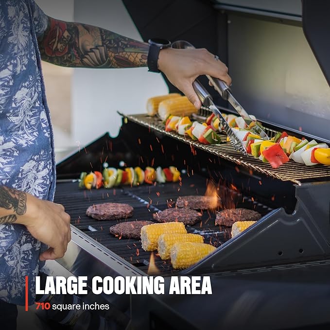 Monument Grills 4+1 Liquid Propane Gas Smart BBQ Grill, 4 Burners & 1 Side Burner, Denali 405 Stainless Steel with Smart technology, Knob Controls, Outdoor Use