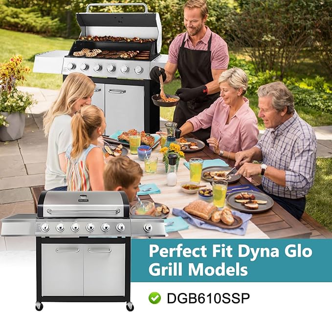 Criditpid DGB610SSP Grill Grates Replacement Parts for Dyna Glo DGB610SSP DGF600SSP, Cast Iron Grates 70-01-296 and Heat Shield Tents for Dyna Glo Grill Replacement Parts 6 Burner DGB610SSP