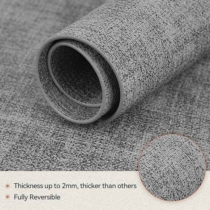 Round Table Placemats Set of 6, Faux Leather Wedge Shape Place Mats Heat Resistant Wipeable Washable Table Mats for Dining Outdoor Indoor, Gray
