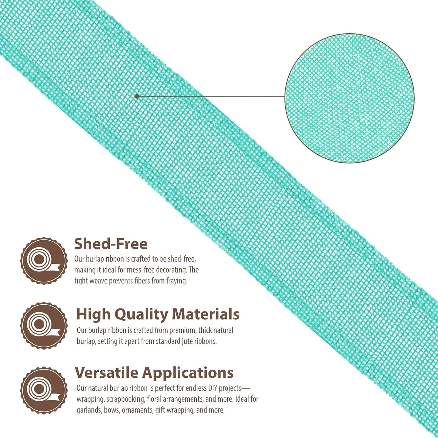 Mandala Crafts Turquoise Burlap Wired Ribbon 2 Inches Wide Jute Ribbons for Crafts - 10 Yds Roll Rustic Burlap Wrap Trim Ribbons for Wreaths Bows Party Decoration