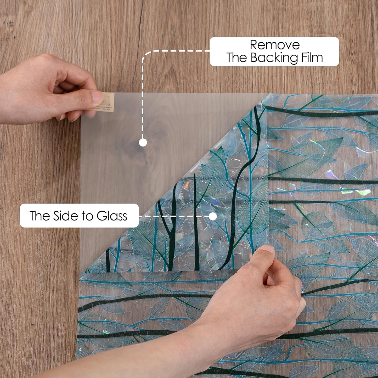 DKTIE Nature Pattern Rainbow Window Film Decorative Stained Glass Window Film Static Cling Films Easy Apply Removable Comes with Tools (U1747-rainbow, 35.4" x 118.1")