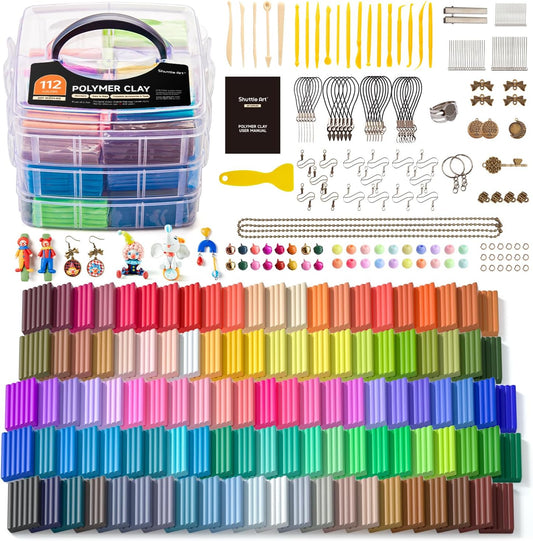 Shuttle Art 112 Colors Polymer Clay Kit with 20 Clay Tools, 16 Kinds of Accessories, Non-Toxic, Non-Sticky, Ideal DIY Art Craft Gift for Kids Adults
