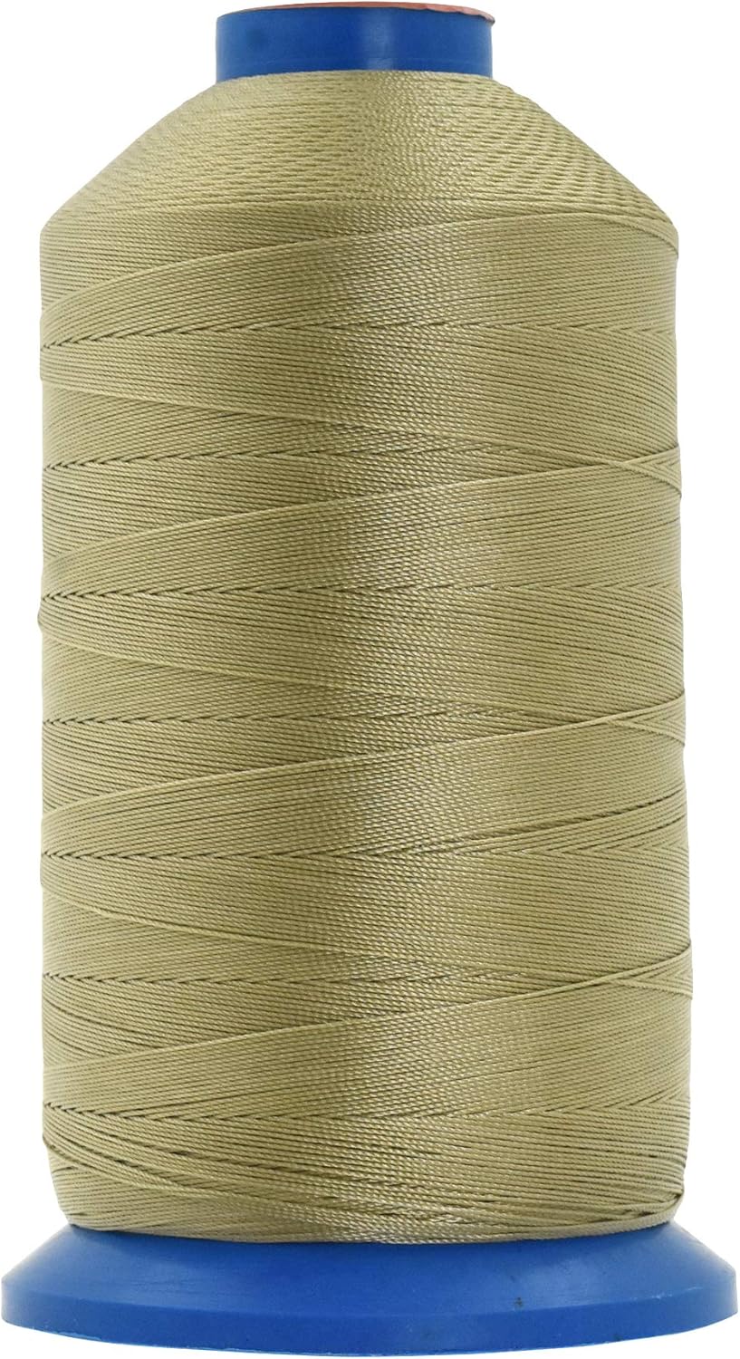 Mandala Crafts Bonded Nylon Thread Beige Heavy Duty Sewing Threads - 1100 YDs Size 92 280D T90 Tex 90 Thread for Leather Jeans Weaving Outdoor Marine Upholstery Threads
