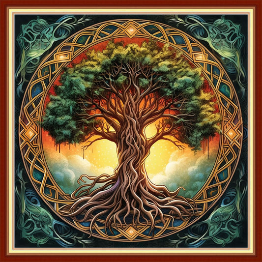 Foxhool Beginners Cross Stitch Kits Stamped Full Range of Embroidery Kits for Adults DIY Cross Stitches kit Embroidery Patterns for Needlepoint kit-Magic Tree 18x18 inch