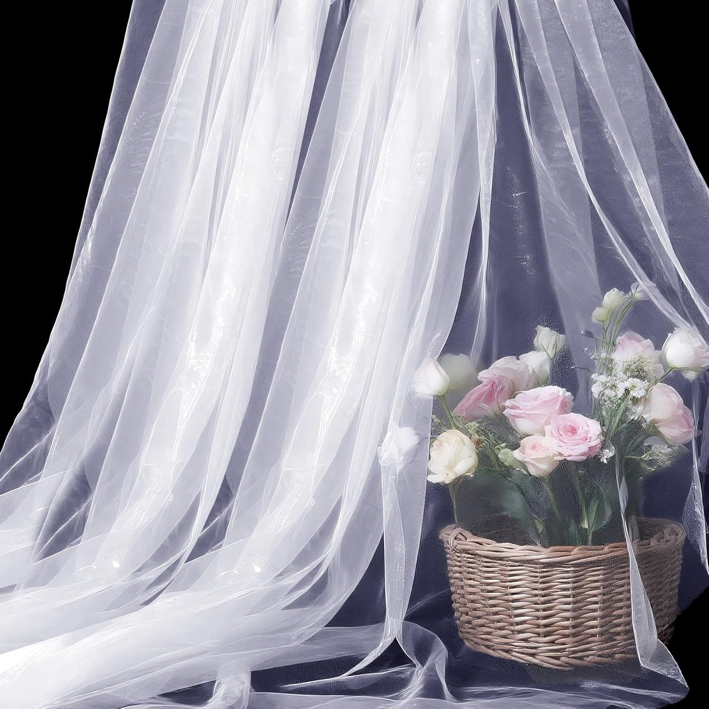 Sheer Fabric 60" x 1 Yards (3 ft) Organza Fabric by The Yard for DIY Wedding Decorations Craft Projects Party Backdrops Bows (White)