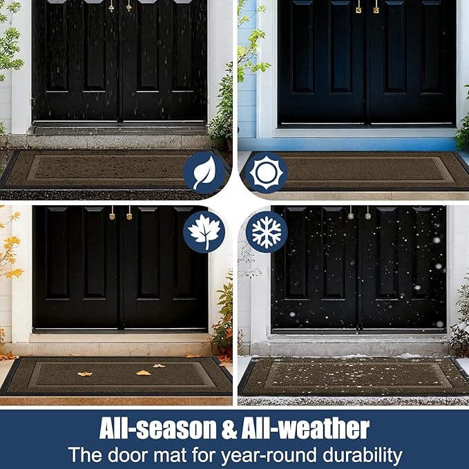 Extra Large Front Door Mat Outside Entrance Indoor Doormat, 71" x 24" Outdoor Mats for Patio Waterproof, Outdoor Door Mats for Outside Entry, Indoor Rugs for Entryway, Sturdy Natural Rubber, Begie