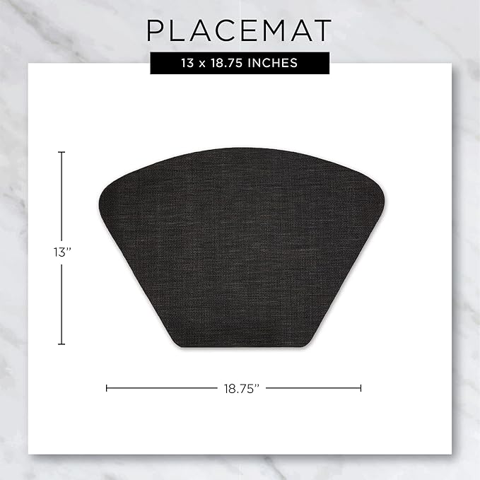 DII PVC Tabletop Collection Woven Indoor/Outdoor, Wedge Placemat Set, Gray, 6 Piece