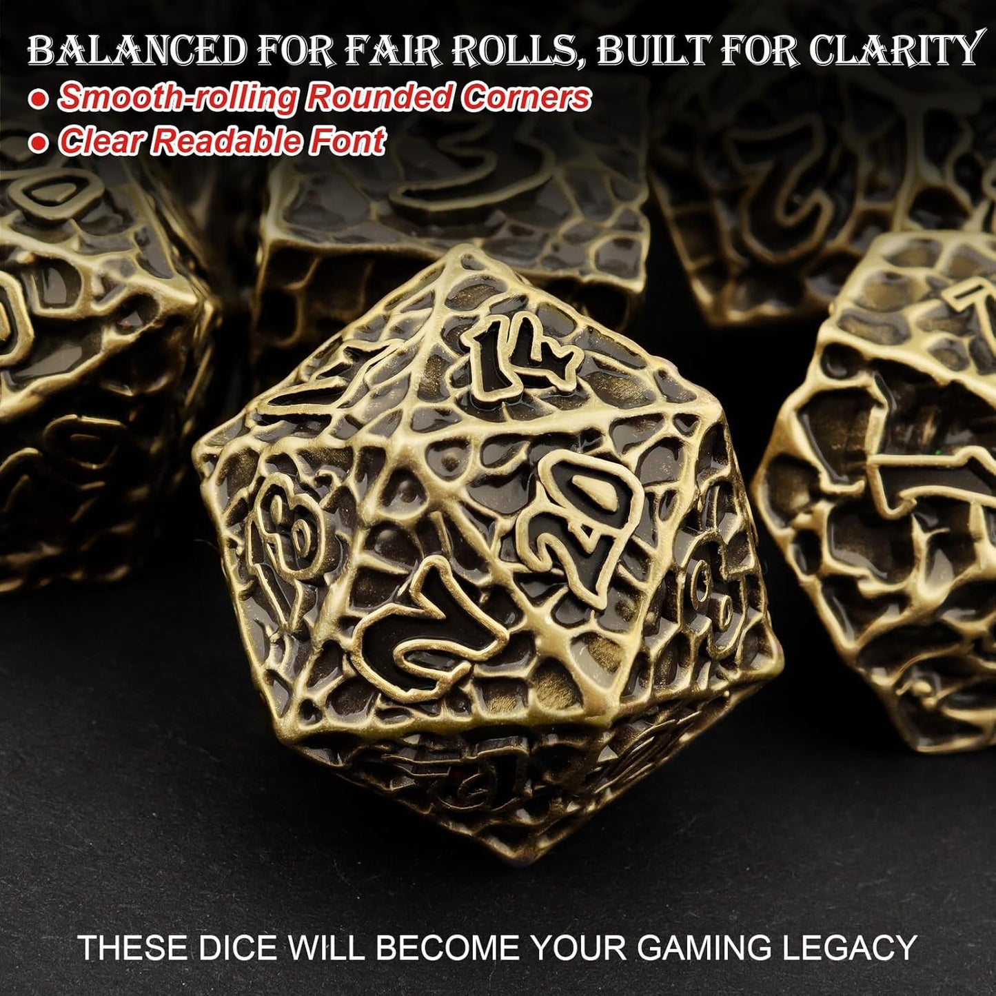 Haxtec Metal DND Dice Set Polyhedral D&D Dice Compatible with Dungeons and Dragons Gift TTRPG Antique Bronze Metal Dice