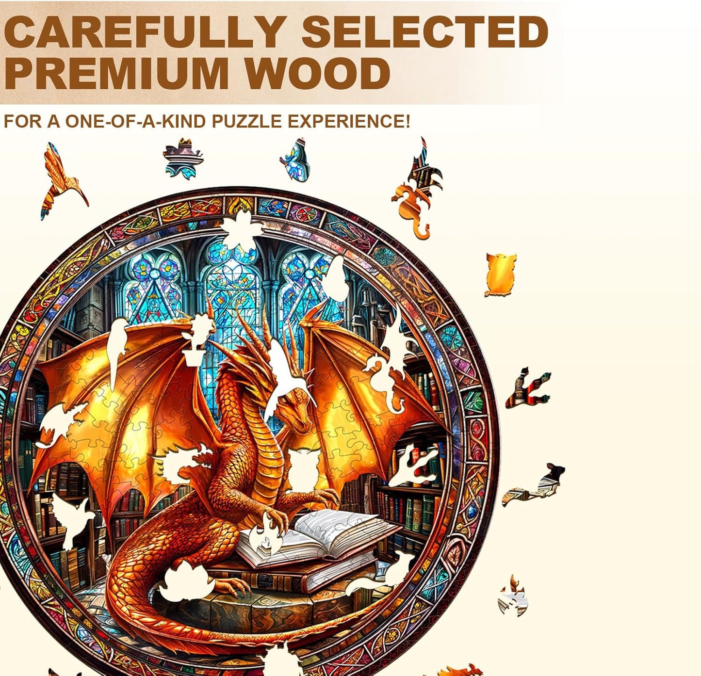 Wooden Puzzles for Adults, Dragon Wooden Puzzle,Magic Wooden Jigsaw Puzzles, Gifts for Family or Friends for Any Holiday.(8.5 * 8.5 in 100pcs)