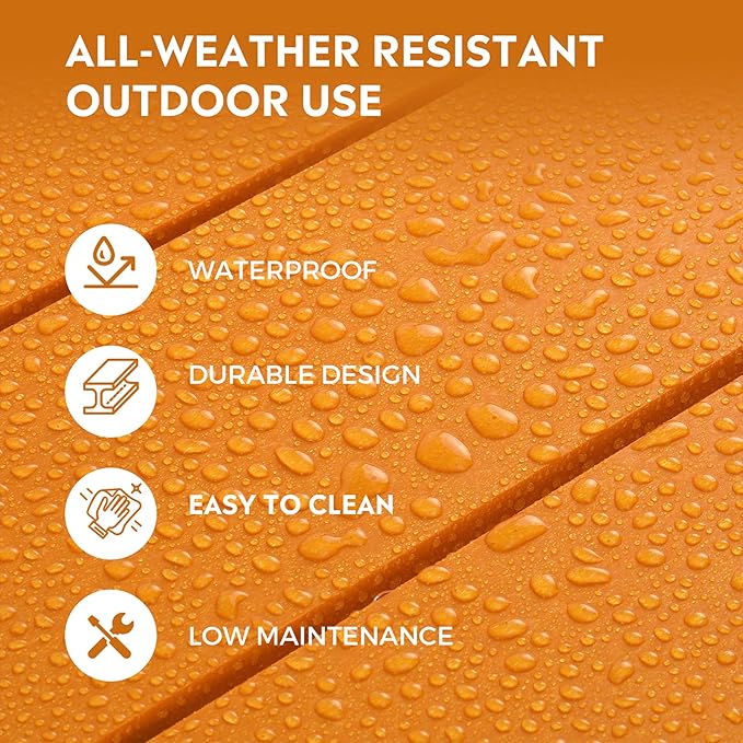 Costaelm Patio Bistro Table, 42" Counter Height Round Patio Cocktail Bar Table with Umbrella Hole, Outdoor Bistro Dining Pub Table for Front Porch Deck Backyard Garden, Orange