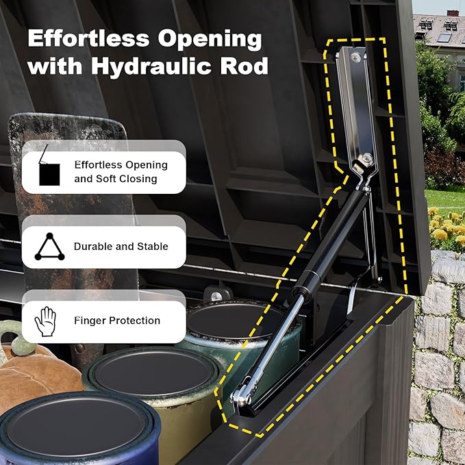 150 GallonOutdoor Storage Box,Resin Deck Boxes Waterproof, IndoorOutdoor Bin for Package Delivery, Patio Cushions, Gardening Tools, Lockable, UV Resistant