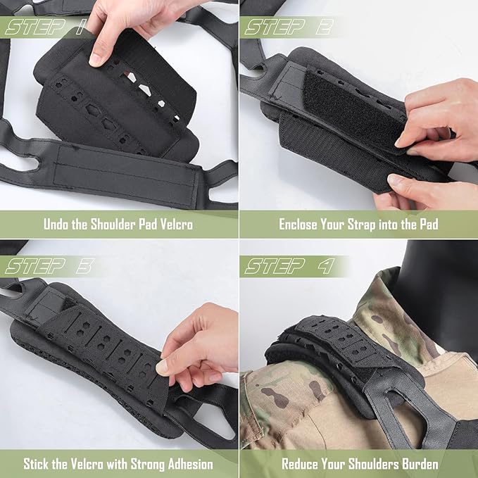 WYNEX Shoulder Strap Pad for Vest Carrier, 2 Pack Tactical Plate Shoulder Pads Strap Cushion Vest Accessories Shoulder Pads Soft Mesh Pads with Tactical Gear for Men
