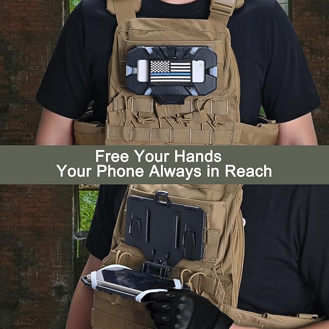 Tactical Plate Carrier Phone Mount, Universal Molle Phone Holder,Tactical Phone Holder Foldable Navigation Board for Tactical Vest Attachments