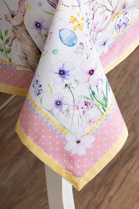 Maison d' Hermine Table Cloth Rectangle Table 100% Cotton 70 x 108 Inches Tablecloth Reusable Decorative for Dining Room, Farmhouse, Home, Party, Festive & Wedding Spring Summer - Easter Zest