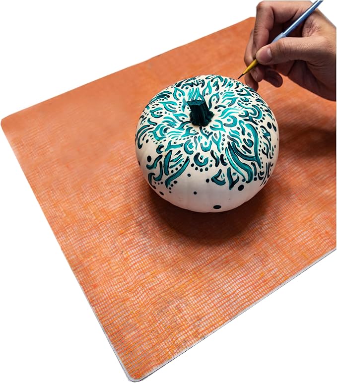 modern-twist 14 x 16 Silicone Placemat, BPA, PVC-Free Table Mat, Dishwasher Safe, Linen Print in Tangerine, Pack of 1