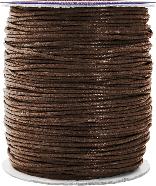 Mandala Crafts 1.5mm 109 Yards Bistre Brown Cotton Waxed Cord for Jewelry Making Bracelet Cord Waxed String - Beading String Thread Jewelry Cords for Necklaces String