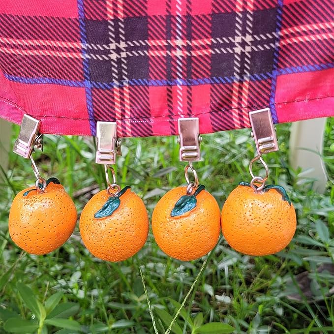 TwoFish Home Set of 4 Orange Fruits Resin Tablecloth Weights Clips Orange Fruits Handicraft Tablecloth Clips Pack of 4
