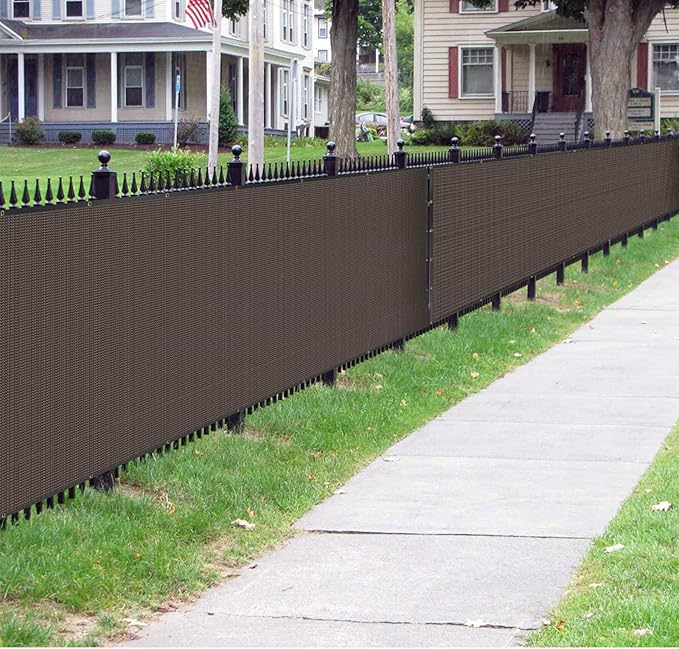 Sunnyglade 6 feet x 50 feet Privacy Screen Fence Heavy Duty Fencing Mesh Shade Net Cover for Wall Garden Yard Backyard (Brown, 6 ft X 50 ft)