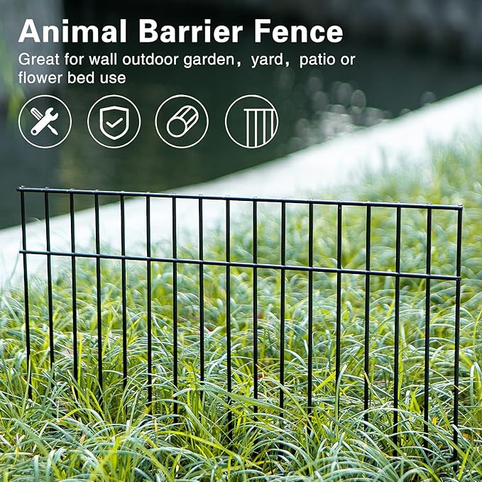 Adavin Animal Barrier Fence, 5 Pack 24 in(L) X 15 in(H) Dog Digging Fence Barrier with 1.5 in Spacing, Metal Dog Fence for The Yard, Patio. Total 10 Ft(L)