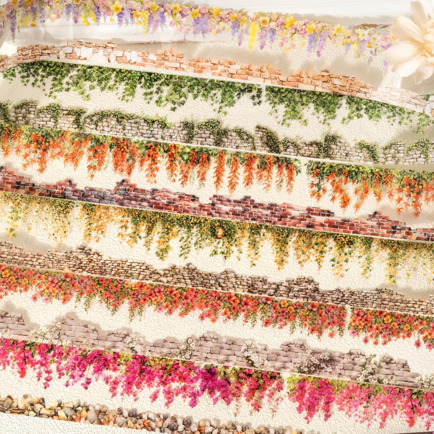 Flower Tape Stickers for Scrapbooking Supplies,6 Rolls PET Tape Stickers Set,Waterproof Washi Tape for Junk Journal,Journaling Supplies,DIY Craft(Floral Wa