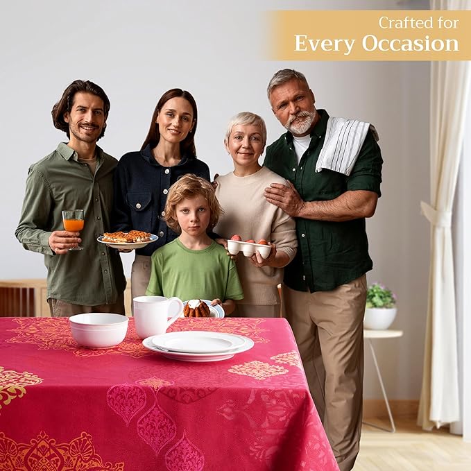 Maison d' Hermine Table Cloth Rectangle Table 100% Cotton 70 x 90 Inches Fall Tablecloth Reusable Everyday Use for Thanksgiving Christmas Decorations Dining Farmhouse Party (Versailles)
