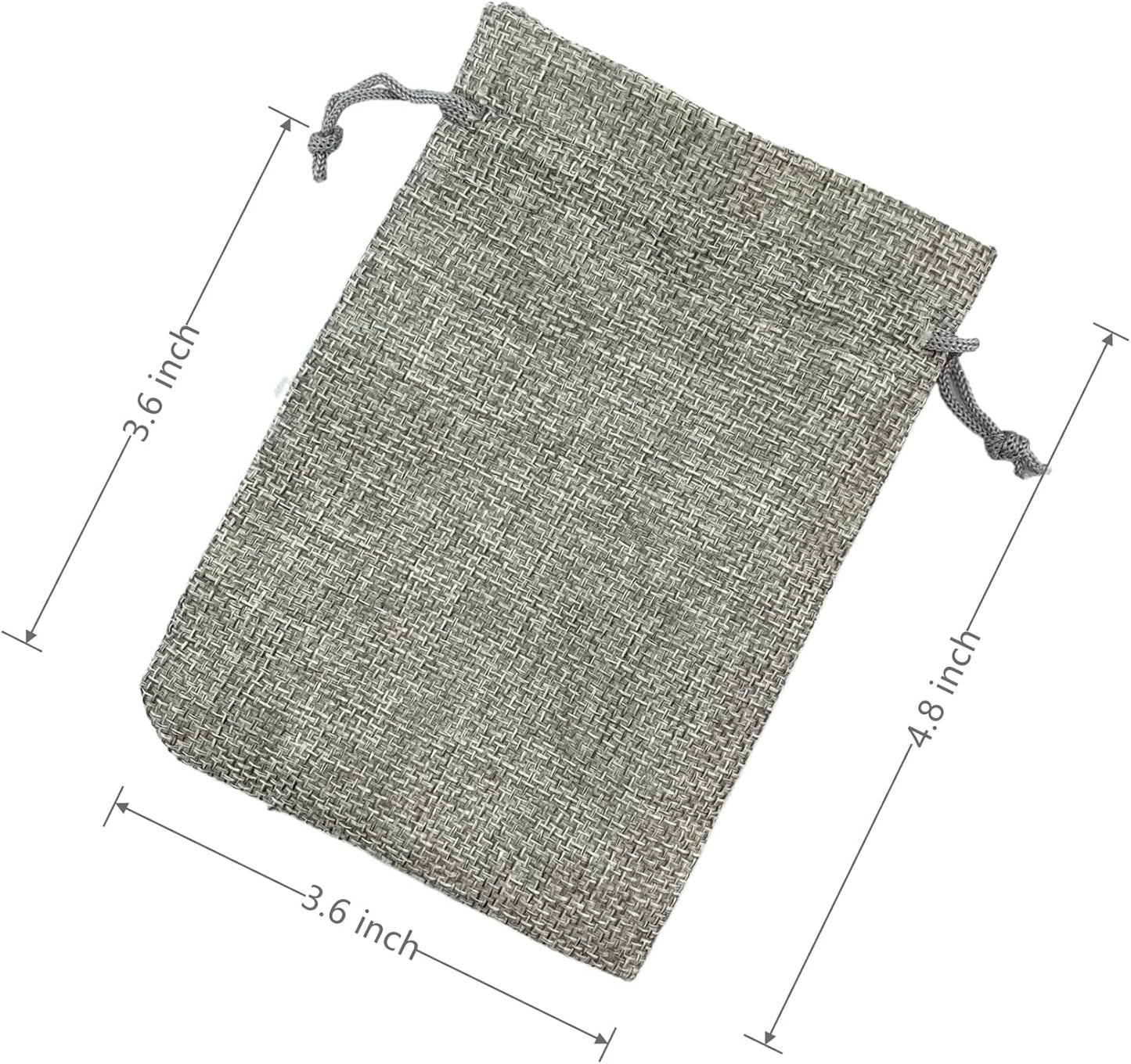 Palmhomee Pack Of 25 Burlap Gift Bags with Drawstring Linen Jewelry Pouches Wedding Hessian Jute Bags for Birthday and Treat Pouches Party Wedding Favors Gift (3.6x4.8 Inch, Gray)