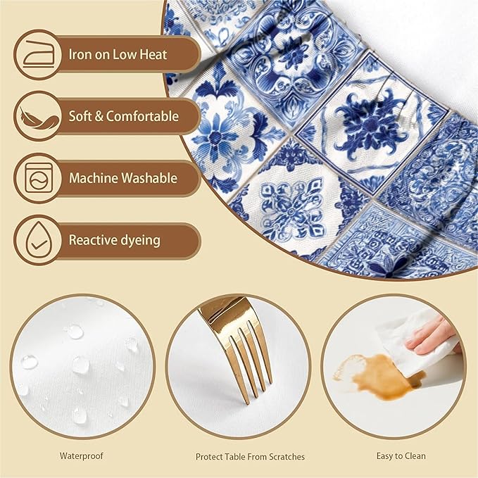 Rectangle Table Cloth Cover Waterproof Elastic Fitted Polyester Fitted Tablecloths for 4 Foot Tables for Indoor,Picnic, Camping, Outdoor （48" x 24"，Bohemia）