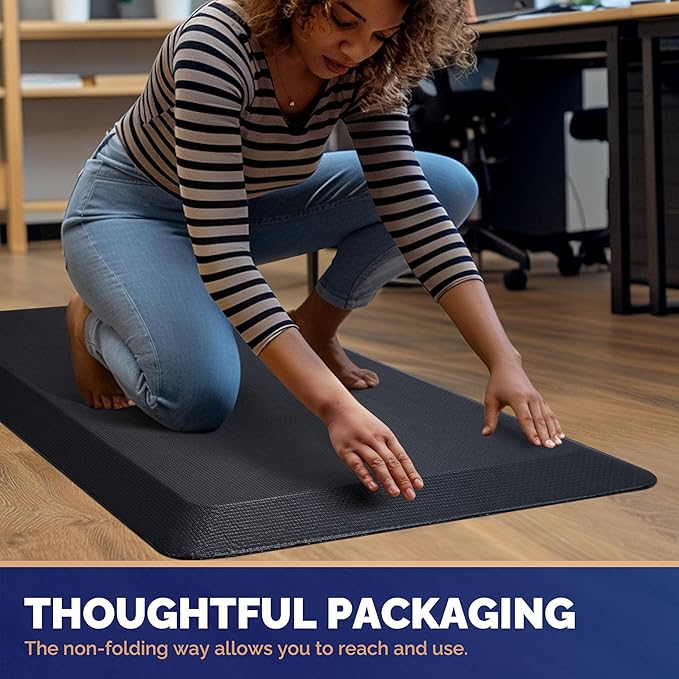 FEATOL Anti Fatigue Mat for Standing, 9/10 Extra Thick Ergonomic Standing Desk Mat, Comfort & Durable Memory Foam Standing Mat at Home,Office All Day (20" x 32", Black, 1PC)
