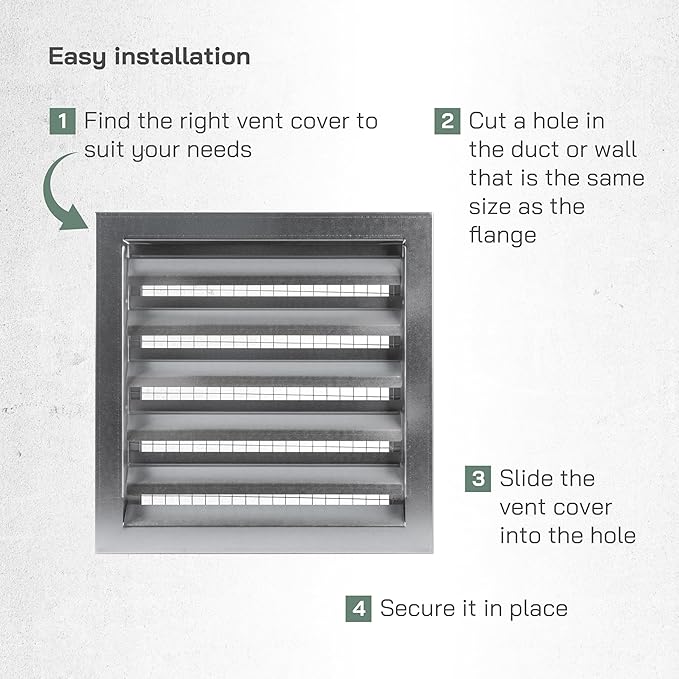 Vent Systems 12" x 12" Inch Galvanized Steel Industrial Gable Vent - Heavy-Duty Louvered Air Intake Exhaust Vent Cover – Outdoor Wall Vent HVAC Grille - Air Return Grille for House Wall Crawl Space