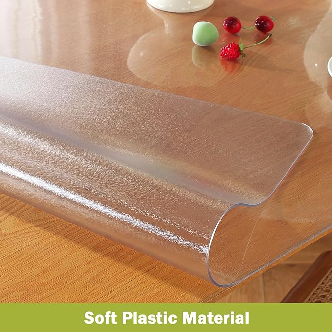 Frosted Clear Table Protector 32 x 60 Inch, 1.5mm Thick Plastic Table Cover, Waterproof PVC Clear Table Cover Protector, Desk Protector Mat, Writing Desk Pad for Desktop, Coffee & Dining Room Table