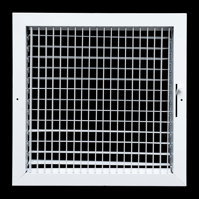 Fits 14x14 Duct Opening Steel Adjustable Air Supply Grille by Handua | Register Vent Cover Grill for Sidewall and Ceiling | White | Outer Dimensions: 15.75" X 15.75"