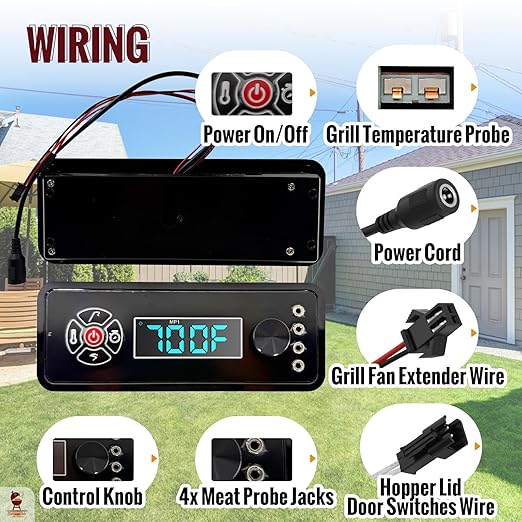 Replacement Non-WiFi Controller Combo Set for Masterbuilt Gravity Series 560/800/1050 Digital Charcoal Grill + Smoker – Full Kit Includes Control Panel, 4 Meat Probes, 3 Door Switches & Power Adapter