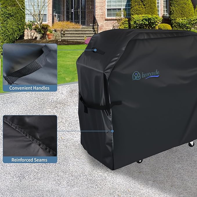 Grill Cover, Heavy Duty BBQ Grill Cover for Outdoor Grill, Waterproof, Anti-UV, Rip-Proof, Barbecue Cover with Adjustable Straps, Compatible for Weber, Charbroil, etc. Black (52'' x 26'' x 43'')
