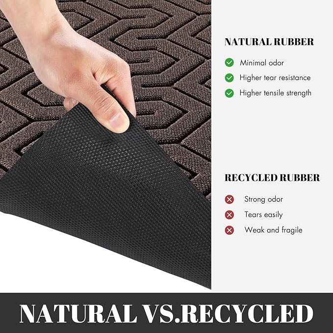 Yimobra Large Door Mat Outside Entrance 47x24, Waterproof Heavy Duty Outdoor Mats for Front Door, Non Slip Rubber Entry Mat for Garage Patio Indoor, Easy Clean, Brown