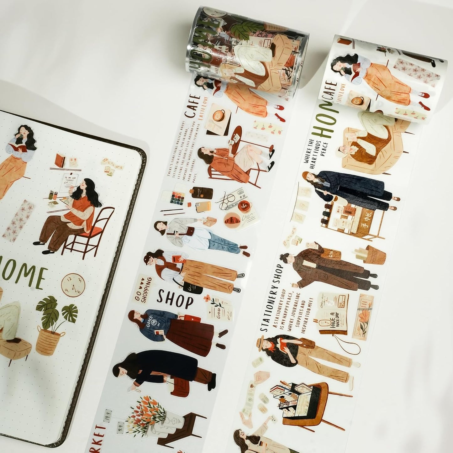 WT Pre-Cut Planner's Day 1 Washi Tape, Single Roll, Original Designs, Decorative Masking Tape for Journals, Planners, Scrapbooking, DIY Paper Projects