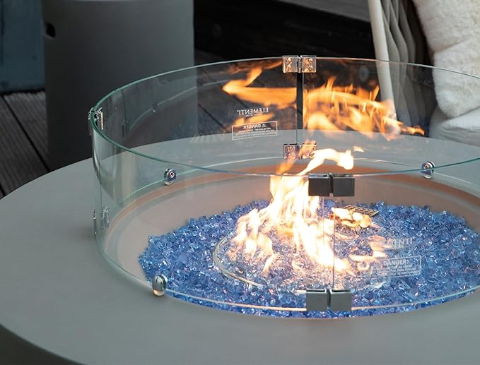 All Fire Table Pit Wind Screens and Stainless Steel Buner Lid from ELEMENTI | ELEMENTI Plus and MODENO (Wind Screens, Round 25.4" WS - 022)
