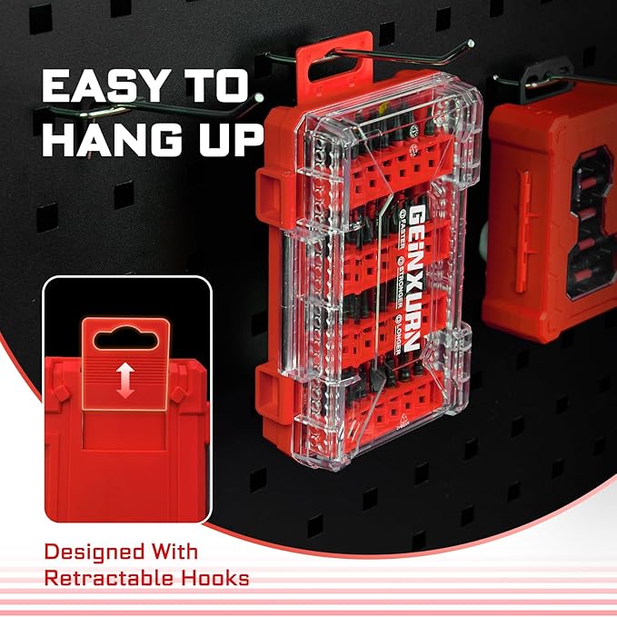 42Pieces Impact Screwdriver Bits Set, Magnetic S2 Steel Phillips/Slotted/Square/Torx Insert Power Bits Tips, Impact Bit Holder with Red Storage Box Case