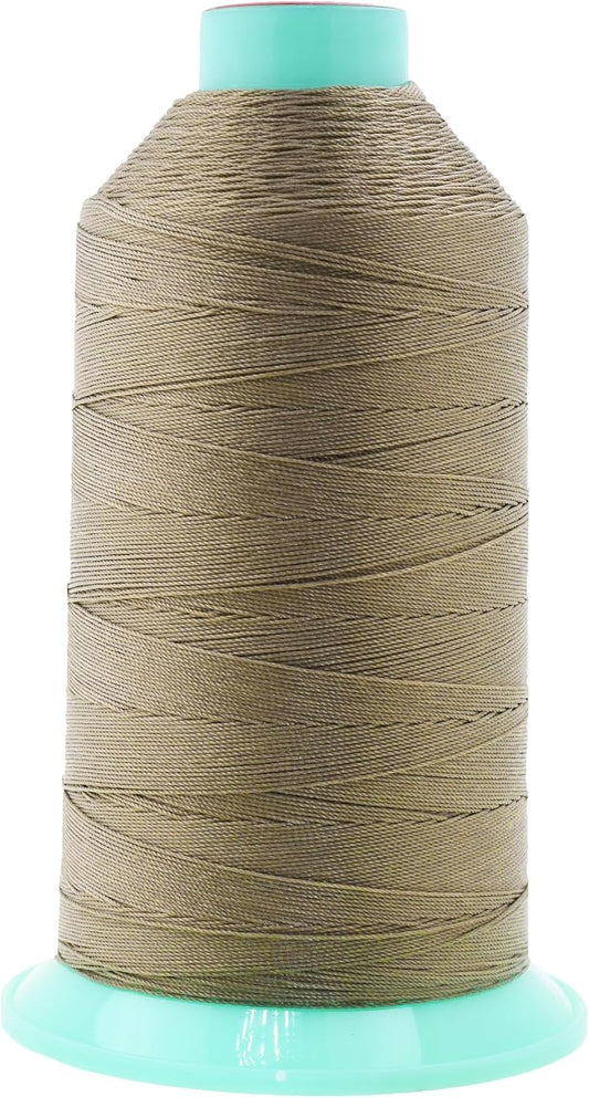 Mandala Crafts Bonded Nylon Thread Dark Beige Heavy Duty Sewing Threads - 1250 YDs Size 138 420D T135 Tex 135 Thread for Leather Jeans Weaving Outdoor Marine Upholstery Threads