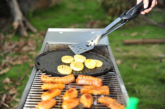 Jokari Pro Grade 6 in 1 Lighted Grill Tool. All in One Cooking Utensil Includes Easy Grip Handle, Spatula, Adjustable Tongs, Knife Blade, Scraper, Bottle Opener and LED Flashlight for Night Grilling.