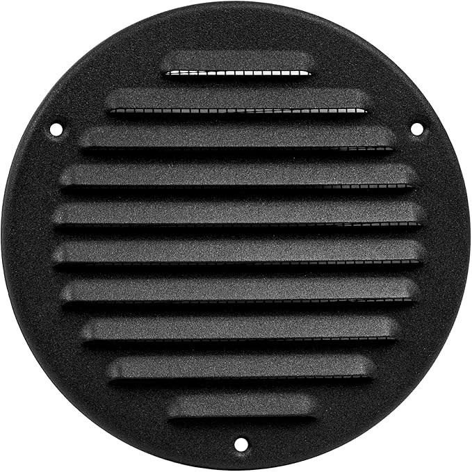 Square Ventilation Grille / 5" Inch Inside Measurement/Black Metal Air Vent Louver - Inside/Outside use/Ø 6.25" Inch Outer Measurement
