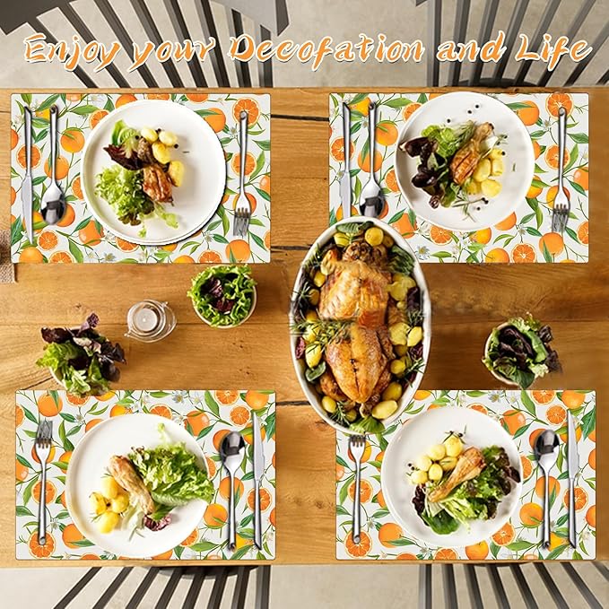 Placemats Set of 4 - Faux Leather Heat Resistant Placemats for Dinner Table, Non-Slip Waterproof Oil-Proof Washable Reusable Placemat for Indoor Outdoor Kitchen Decor, 15.75In*11.81In