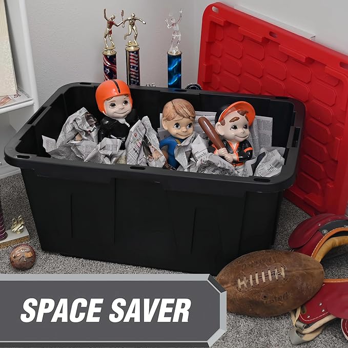 2-Pack 27-Gallon Storage Boxes with Snap-on Lids. Durable and Suitable for Storing Household Items, as well as for Use in Industrial and Outdoor Environments.