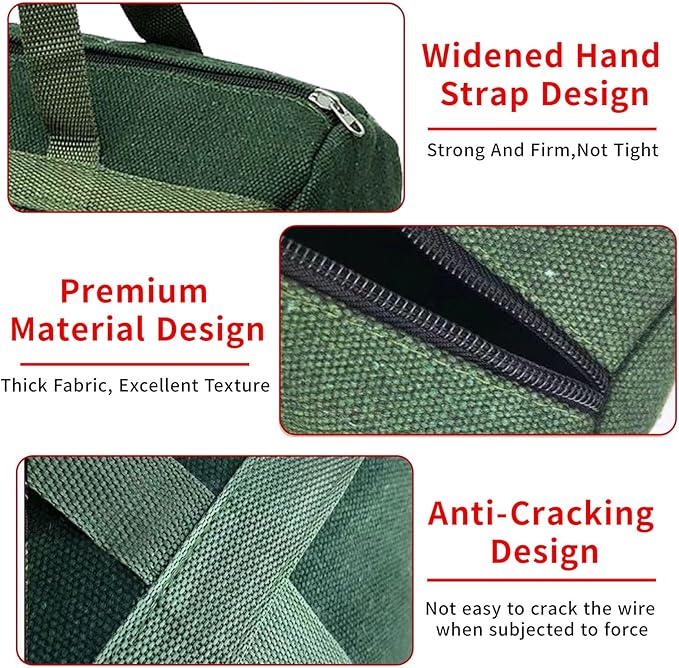 Grill Accessory Storage Bag, 24"" Extra Thick Canvas Grill Utensil Storage Bag, Double Zipper Grill Tool Storage Bag, BBQ Tool Storage Bag Carry Bag for Camping Hiking Barbecue, Dark Green