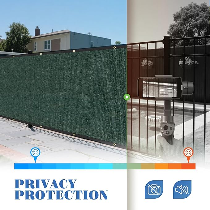 ECOOPTS 4'x183' Privacy Fence Screen Windscreen with Copper Grommets, Fit for Commercial Fence and Residential Garden Outdoor 90% UV Blockage, Cable Zip Ties Included (Green)