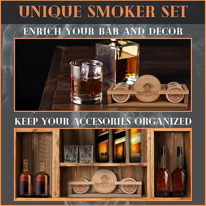 Cocktail Smoker Kit | Whiskey Smoker Kit | Bourbon Smoker kit | Old Fashioned Smoker Kit for Men with Stand, Torch & Wood Chips | Whiskey Gift for Men (No Butane Incl.)