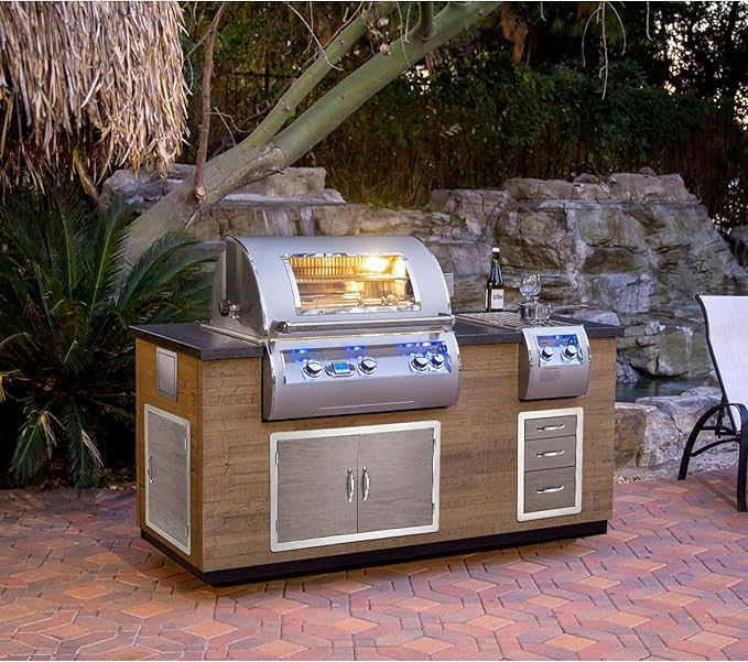 Stanbroil Outdoor Kitchen Drawers Triple BBQ Drawers 15" W x 21.3" H x 23" D, Wood Grain Access Drawer Flush Mount for BBQ Islands or Grill Station