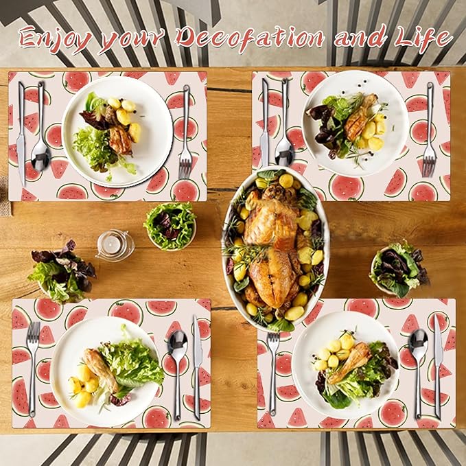 Placemats Set of 4 - Faux Leather Heat Resistant Placemats for Dinner Table, Non-Slip Waterproof Oil-Proof Washable Reusable Placemat for Indoor Outdoor Kitchen Decor, 15.75In*11.81In