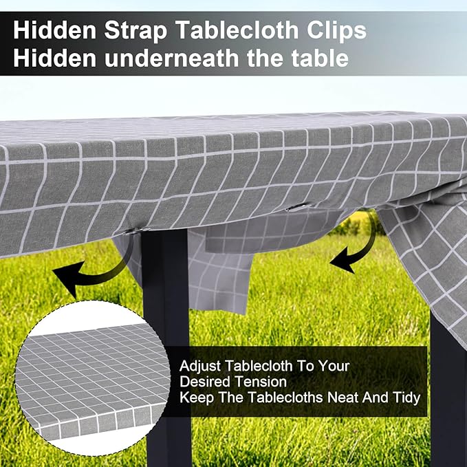 Hidden Strap Tablecloth Clips - Perfect for Picnic Tables and Thick Tables Indoor and Outdoor, Keep Your Tablecloth Secure with Our Invisible Table Cloth Clips!