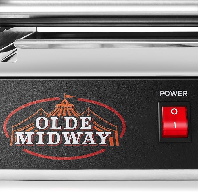 Olde Midway Electric 12 Hot Dog 5 Roller Grill Cooker Machine with Cover 700-Watt - Commercial Grade