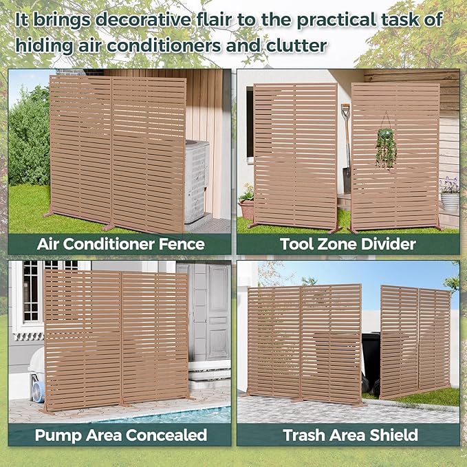 Privacy Fence Screen Outdoor Freestanding Privacy Panel, 72" H×47" W HDPE Decorative Panels with Stand, Room/Garden Divider, Outdoor Privacy Screen for Patio,Deck, Balcony, Pool